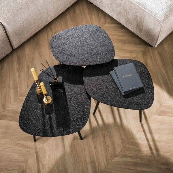 Salontafel Organisch zwart - metaal - 62 x 36 x 51 cm