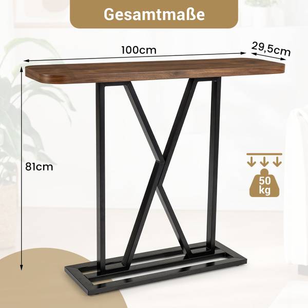 Konsolentisch VH35416 Braun - Holzwerkstoff - 30 x 81 x 100 cm