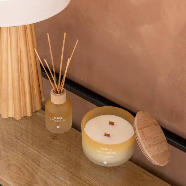 Duftkerze moschusblütenblätter TERRE D Weiß - Glas - 8 x 13 x 13 cm