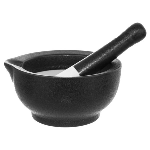 Mörser mit Stößel 131030 Schwarz - Porzellan - 12 x 6 x 13 cm