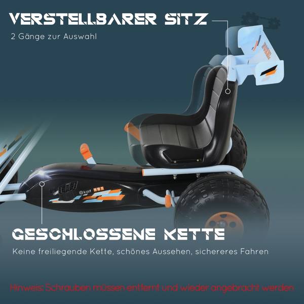 Pedal Go-Kart CT134 Blau - Metall - 66 x 59 x 97 cm