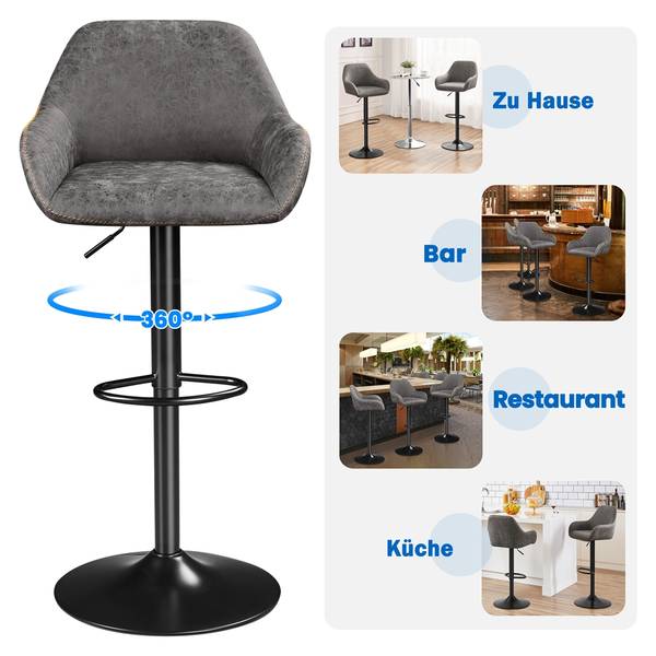 Barhocker ARC64 2-er Set Grau