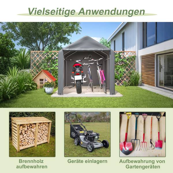 Fahrradschuppen CO121 Grau - Metall - 220 x 165 x 160 cm