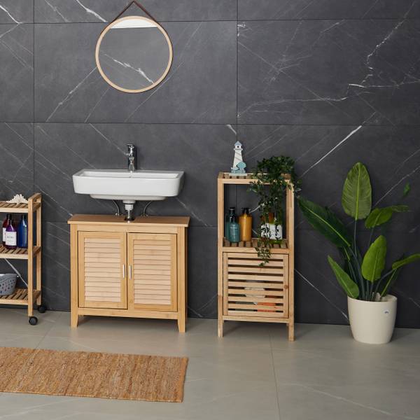 Étagère de salle de bain Marron - Bois manufacturé - 40 x 86 x 36 cm