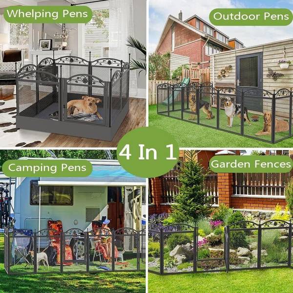 Beetzaun Gartenzaun Metall (8er Set) Schwarz - Eisen - 61 x 80 x 61 cm