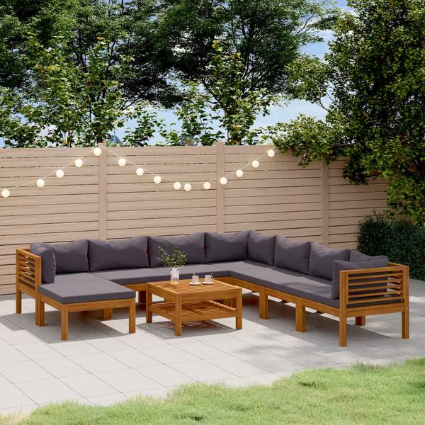 Salon de jardin 3011497-26 lot de 9 Gris foncé - Gris