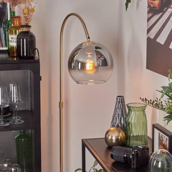 Stehlampe Cesaro Grau - Aluminium - Klarglas - 25 x 140 x 52 cm