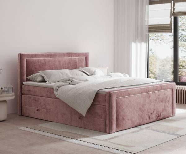 Boxspringbett Luxora Pink - Liegefläche Breite: 180 cm
