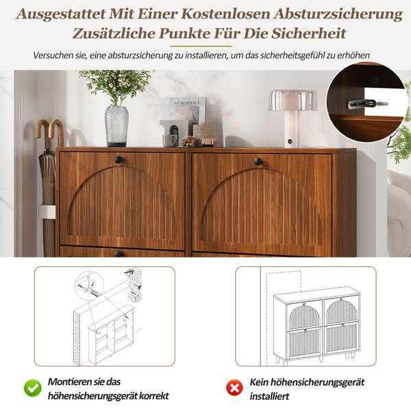 Schuhschrank Astraios Ⅰ Braun - Holzwerkstoff - 24 x 90 x 120 cm