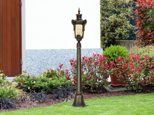 LED Wegeleuchte Jugendstil, Höhe 117cm Braun - Farbglas - 19 x 117 x 19 cm