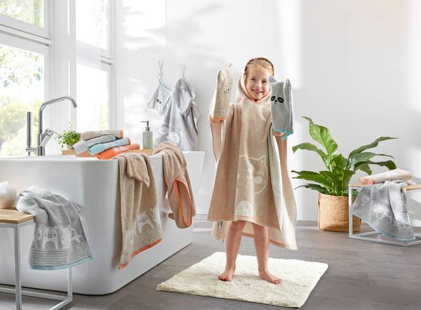 Kinder Poncho Katze Beige - Baumwollstoff - 60 x 1 x 60 cm