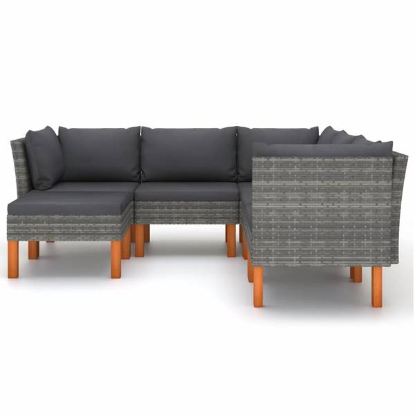 Garten-Sofa-Set 3009634-14 (6-teilig) Grau - Polyester - Eukalyptus - Stahl - 61 x 67 x 65 cm