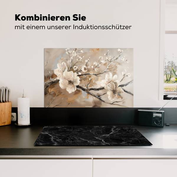 SPRITZSCHUTZ KÜCHE Blumen 70 x 50 cm