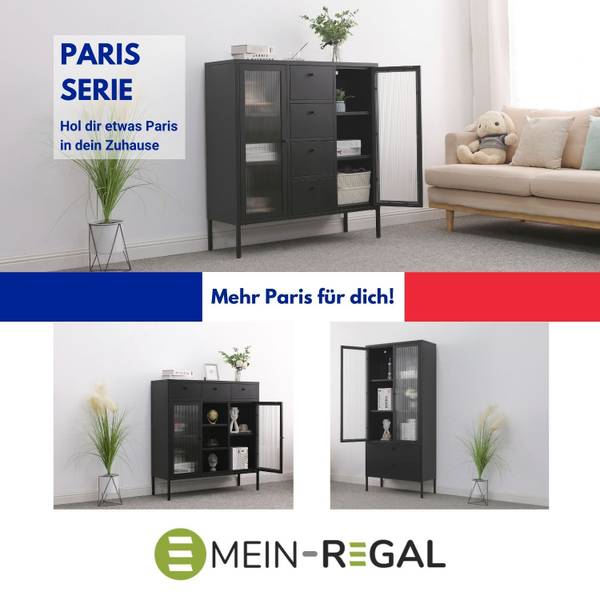 Kommode Paris Schwarz - Metall - 105 x 110 x 35 cm