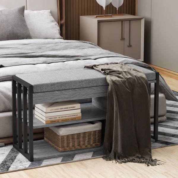 Schuhbank 837-608V90GY Grau - Polyester - 30 x 46 x 86 cm