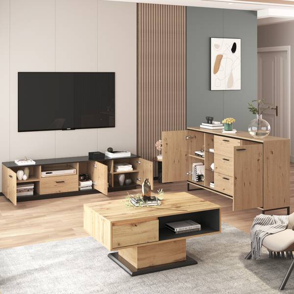 Sideboard Helios Ⅱ Braun - Stahl - Farbglas - 40 x 85 x 160 cm