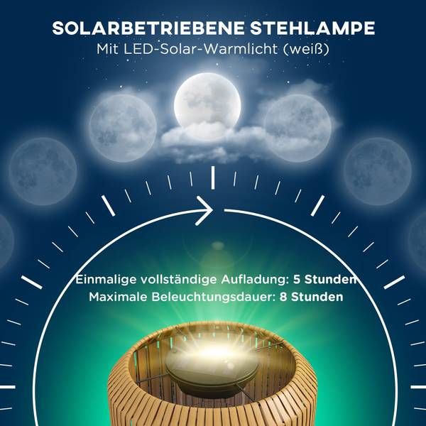Rattan Solarleuchte 867-152V00YL Gelb - Stahl - Polyethylen - 34 x 130 x 34 cm