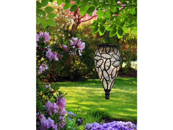 2erSet LED Solarhängeleuchten, Höhe 50cm Schwarz - Metall - Kunststoff - 14 x 50 x 14 cm