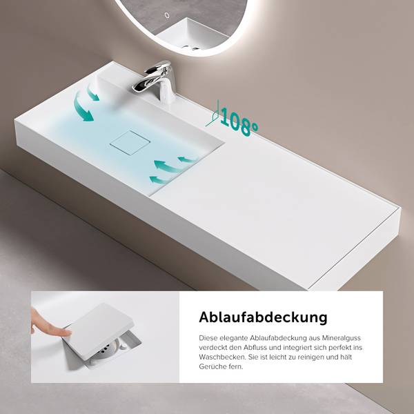 Waschbecken Col630MW-1200M Weiß - 45 x 12 x 120 cm