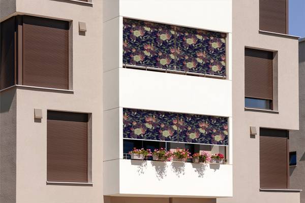 Außenrollo Flora Tenebrae Grün - Textil - 40 x 180 x 1 cm