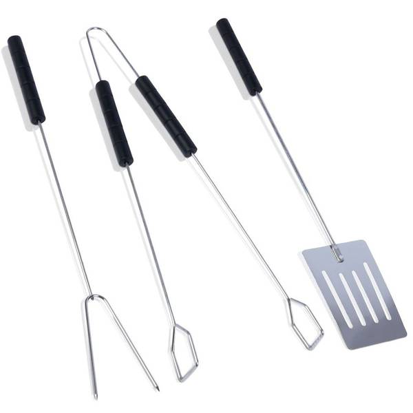 Grillbesteck Set 3-tlg. 489176 Silber - Metall - 3 x 3 x 38 cm