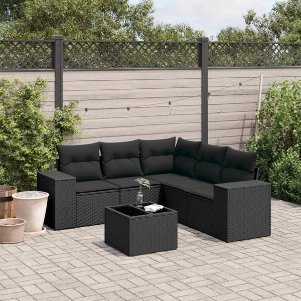 Garten-Lounge-Set 3034517-2 6-teilig Schwarz