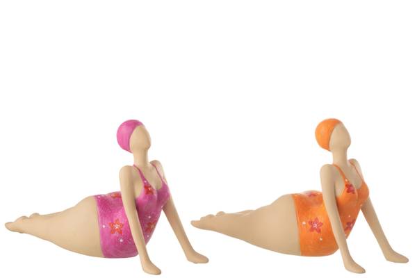 Dekofigur Set Badefreude Lilo 2er Set Orange - Pink - Kunststoff - 33 x 17 x 11 cm