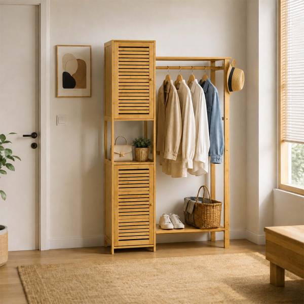 Kleiderständer aus Bambus Braun - Bambus - 99 x 164 x 29 cm