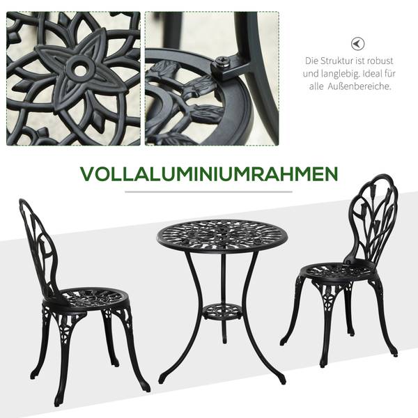 Bistro-Set BB5279 3-teilig Schwarz - Metall - 60 x 67 x 60 cm
