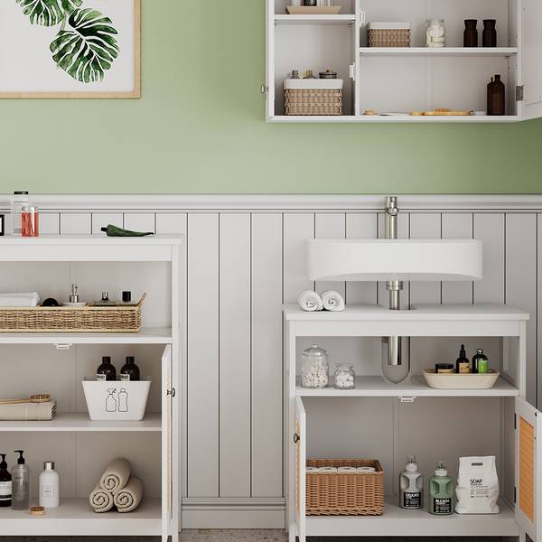 Badmöbel-Set Rosario 40451, 3er Set Weiß - Holzwerkstoff - 60 x 60 x 30 cm