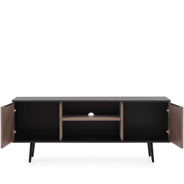 TV-Lowboard LANDI Schwarz - Braun - Aluminium - 150 x 60 x 41 cm