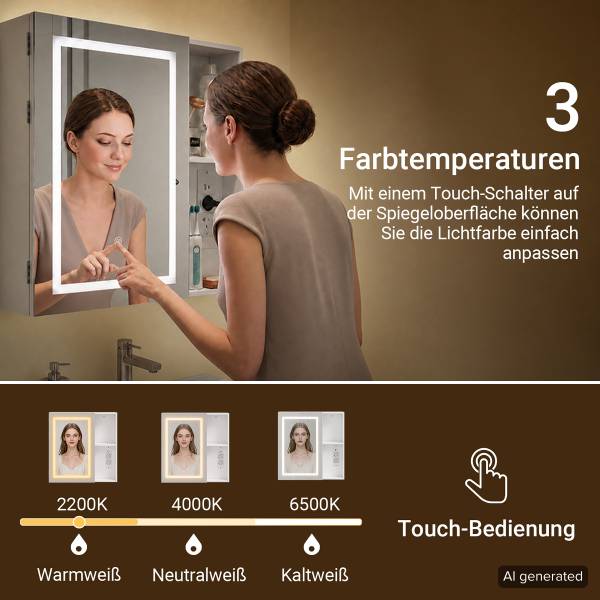 Spiegelschrank BZR239-E-W Weiß - Holzwerkstoff - 16 x 60 x 60 cm