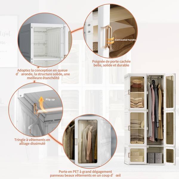 Kleiderschrank YTDHP589 Gelb - Kunststoff - 50 x 170 x 69 cm