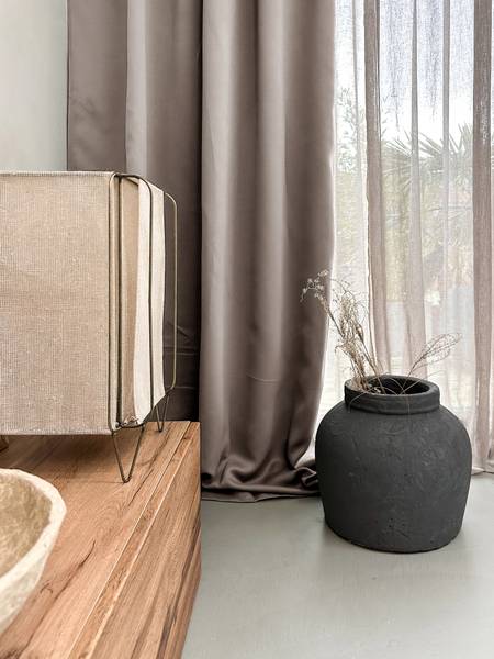 Blickdichte Gardine Grau - Polyester - 140 x 270 x 140 cm