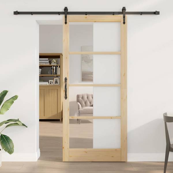 Schiebetür 3045046-3 Schwarz - Braun - Kiefer - 93 x 211 x 1 cm
