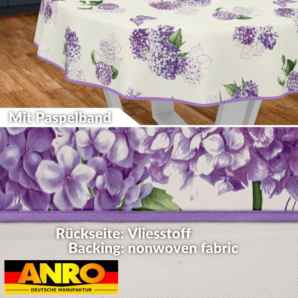 Gartenischdecke Flieder Blume mit SAUM 120 x 120 cm