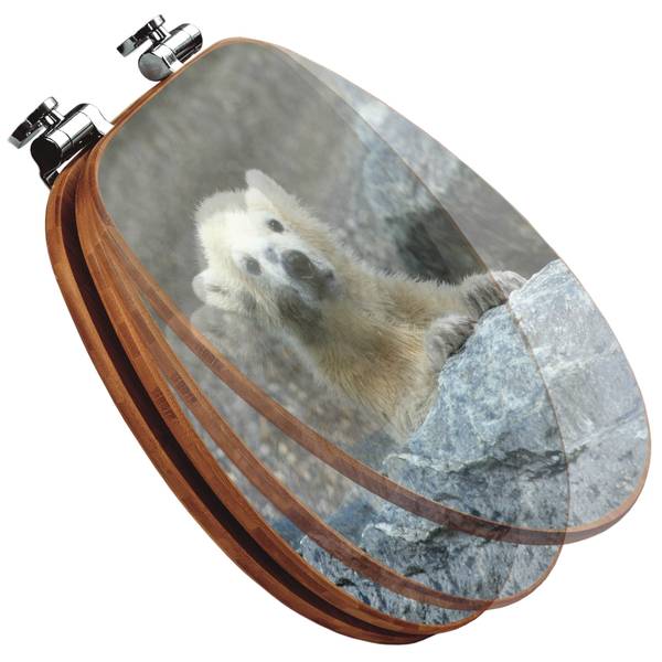 WC-Sitz mit Absenkautomatik Eisbär Baby Grau - Bambus - Holzwerkstoff - 38 x 5 x 49 cm