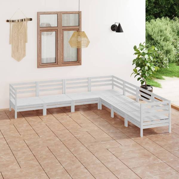 Salon de jardin  3010568 (lot de 7) Blanc - Pin - 64 x 63 x 64 cm