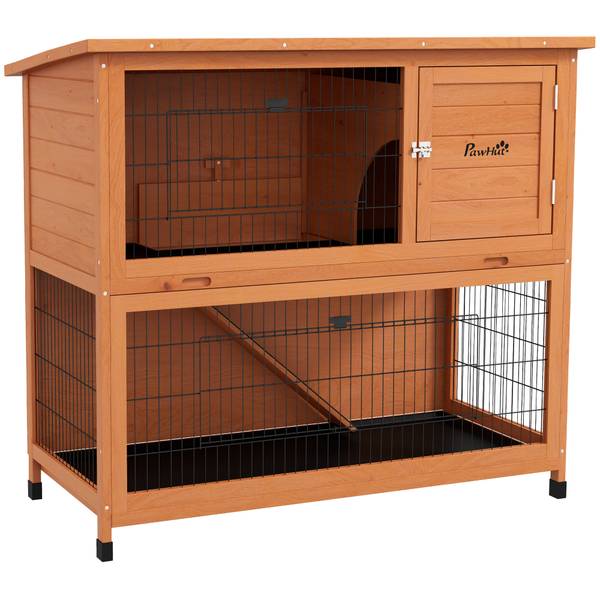 konijnenhok D51-410V04OG oranje - massief hout - 63 x 112 x 123 cm