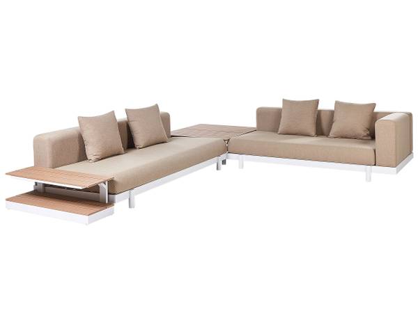 Sitzgruppe MISSANELLO 8-tlg Beige - Weiß - Textil - 190 x 61 x 190 cm