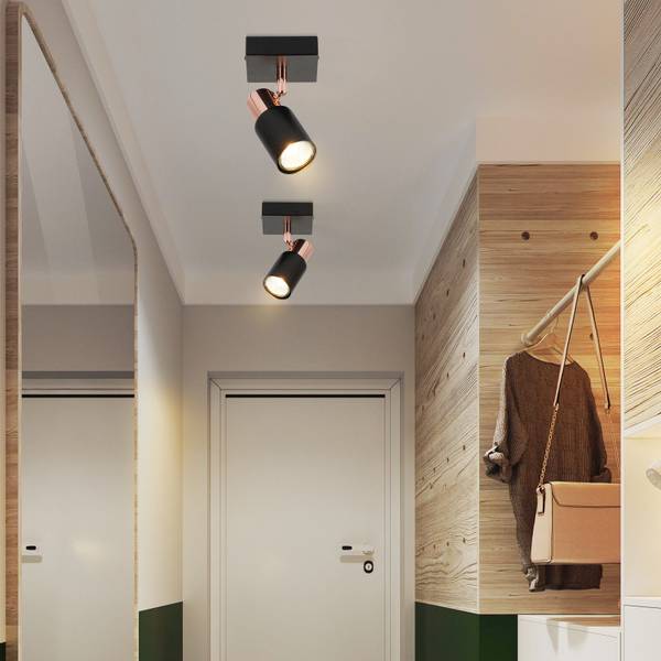 Spot plafond Ahaus 1 ampoules Noir - Métal - 9 x 15 x 9 cm