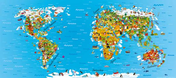 affiche carte du monde pour enfants Polaire - 202 x 90 x 90 cm
