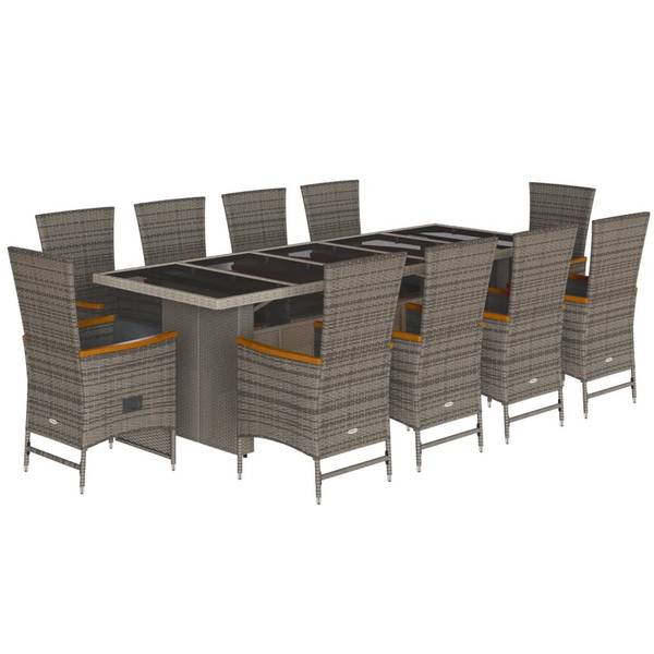 Garten-Essgruppe 3277561 11-teilig Grau - Polyrattan - 90 x 75 x 240 cm