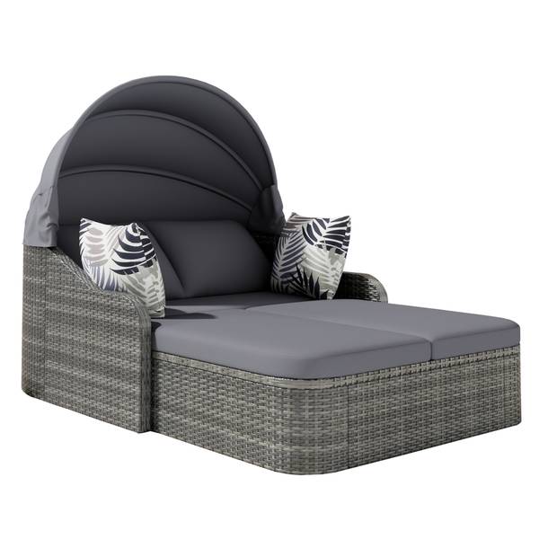 Sonneninsel PLYRALeaf Ⅱ Grau - Metall - Kunststoff - Polyrattan - 133 x 126 x 203 cm