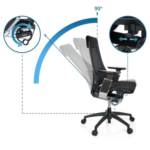 Bürostuhl GENIDIA SMART BLACK CM Silber - Polyester - 70 x 112 x 55 cm
