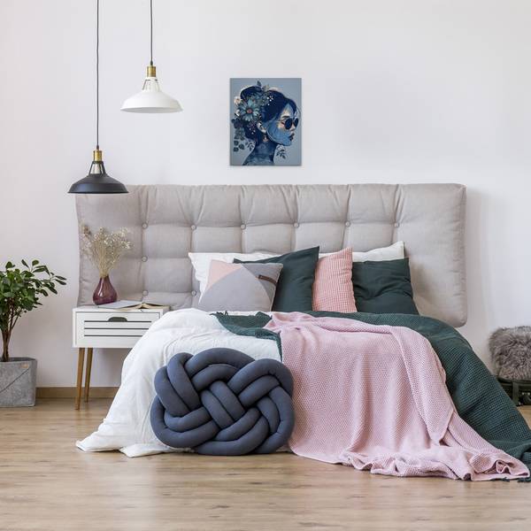 Leinwandbild Lisa Painted Blau - Textil - 40 x 50 x 2 cm
