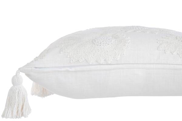 Kissen Bali Bliss Weiß - Baumwollstoff - Leinen - Polyester - 45 x 15 x 45 cm