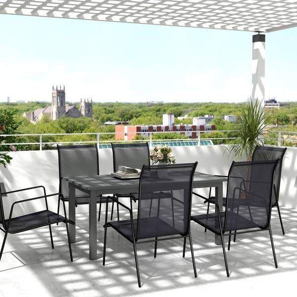 Gartentisch BB5356 Grau - Metall - 90 x 73 x 220 cm