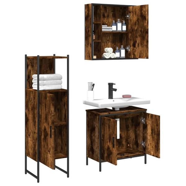 Meubles de bain 3033727 lot de 3 Marron - Bois manufacturé - 16 x 60 x 60 cm
