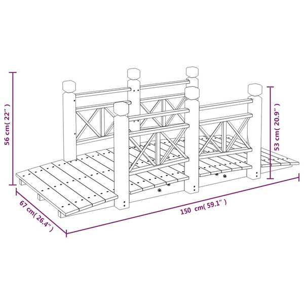 Gartenbrücke 3028557-3 Braun - Fichte - 67 x 56 x 150 cm